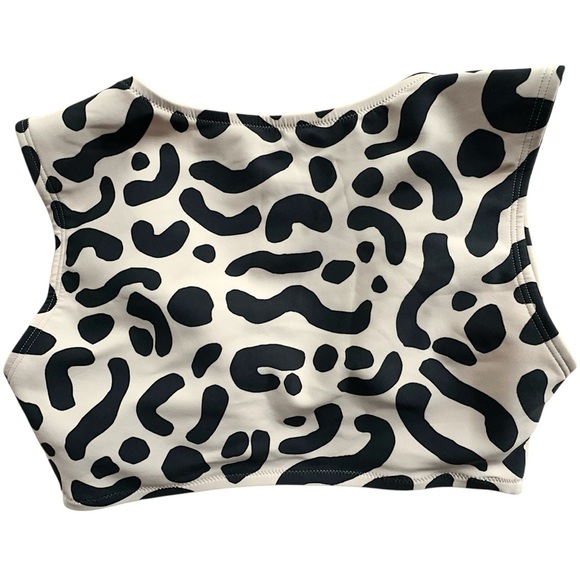 NWT VICTORIA’S SECRET CROPPED TEE BIKINI TOP ANIMAL PRINT BLACK & CREAM | MEDIUM - Picture 4 of 10